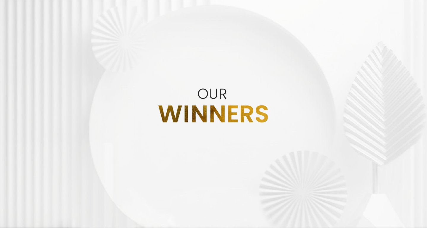 Text &ldquo;OUR WINNERS&rdquo; on a light, decorative background.